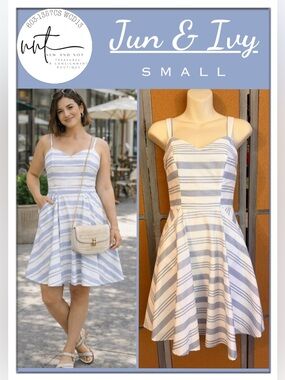 NEW Francesca’s Jun & Ivy Blue and White Striped Mini Dress Size Small Nautical